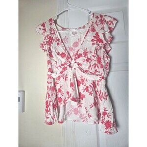 Floral Keyhole Top for Women Lightweight Printed Blouse Casual Spring and Summer
